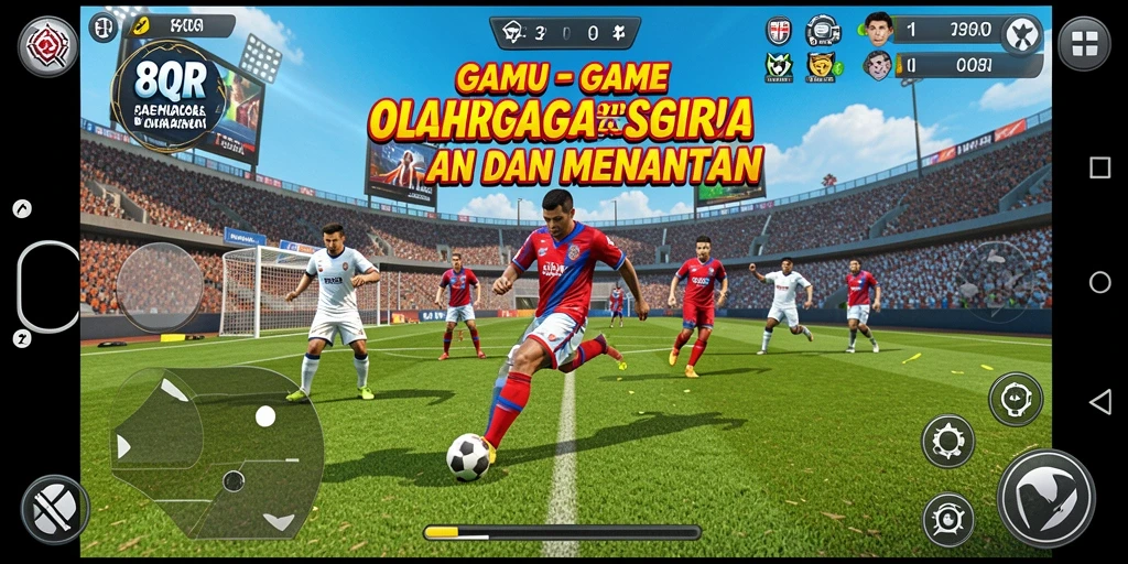 Screenshot utama menampilkan aksi seru dalam permainan olahraga.
