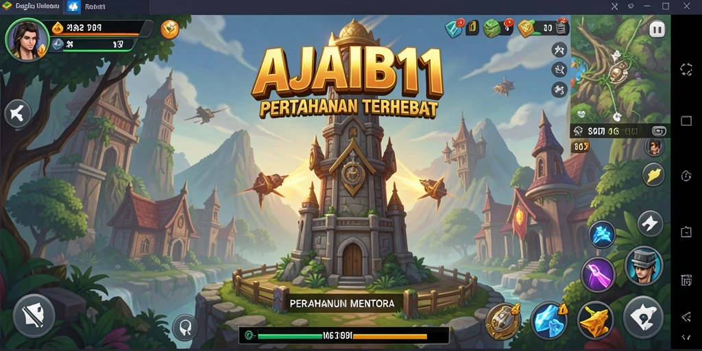 Tampilan aksi menara bertahan dalam AJAIB11 yang seru dan mendebarkan.