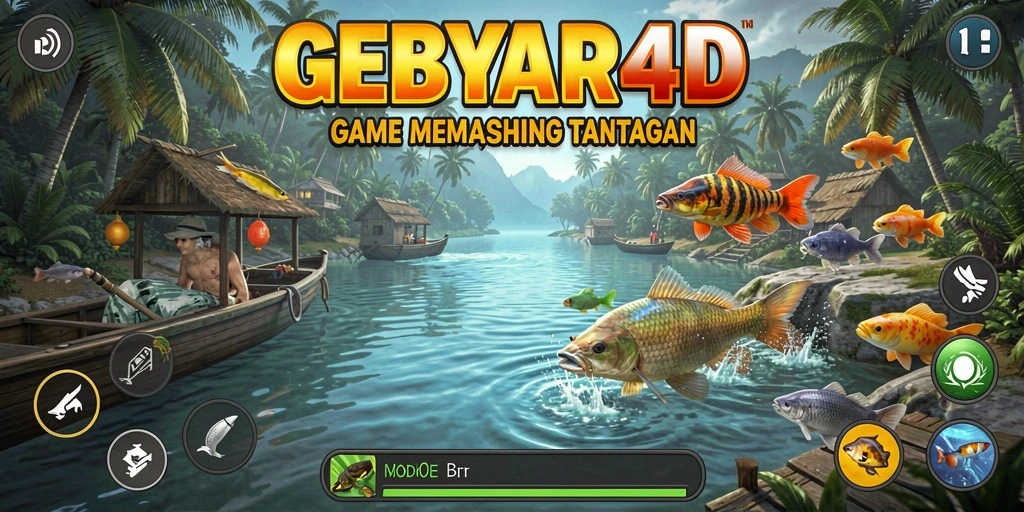 Tampilan gameplay GEBYAR4D dengan suasana memancing yang menakjubkan.