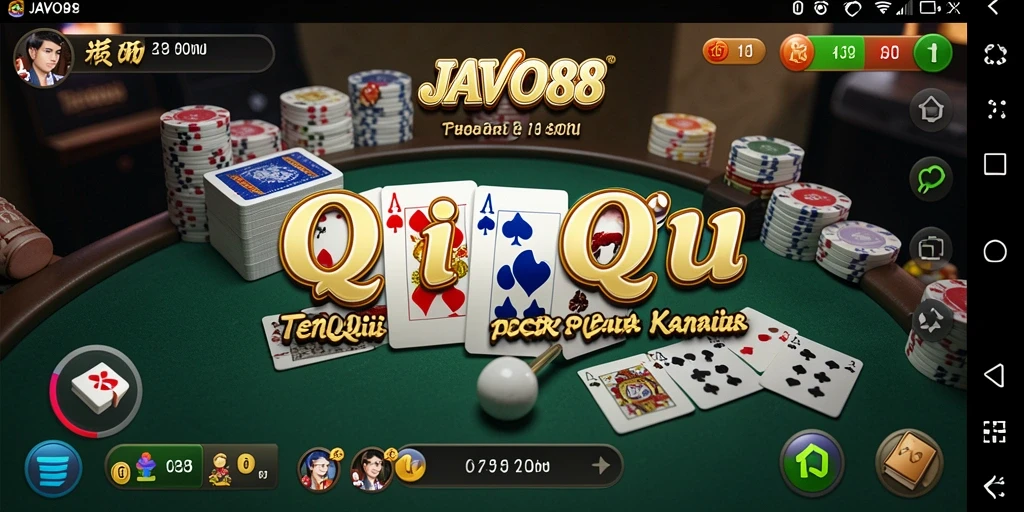 Tangkapan layar dari gameplay QiuQiu yang menarik di JAVO88.