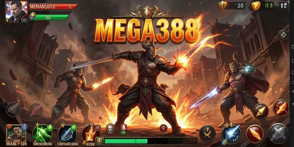 Screenshot gameplay MEGA388 yang menunjukkan aksi pertarungan seru.