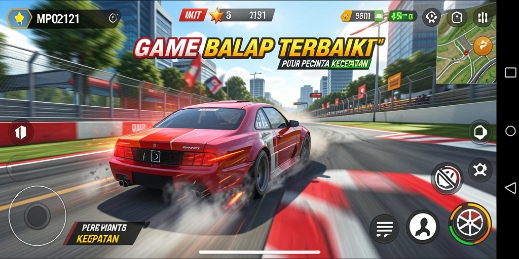 Tangkapan layar MPO2121 menampilkan aksi balapan yang mendebarkan dan grafis yang memukau.