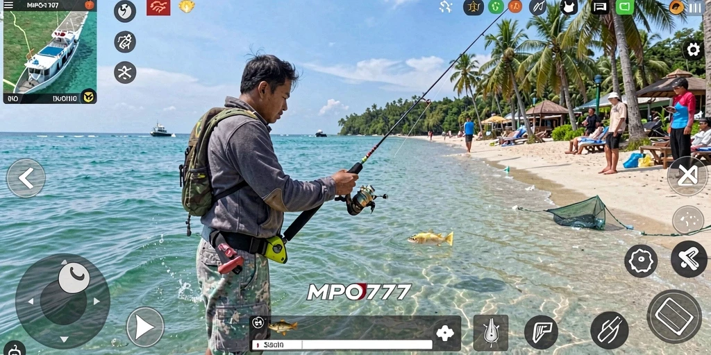 Gameplay MPO777 yang seru dan penuh aksi dalam menangkap ikan.