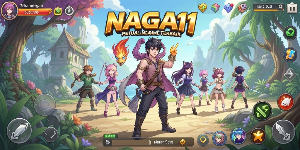 Tangkapan layar utama NAGA11 menunjukkan karakter Anime dalam aksi pertempuran.