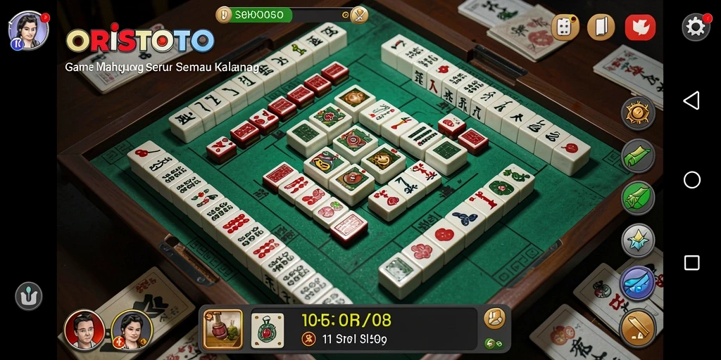Tampilan gameplay ORISTOTO yang menampilkan keseruan mencocokkan ubin Mahjong.
