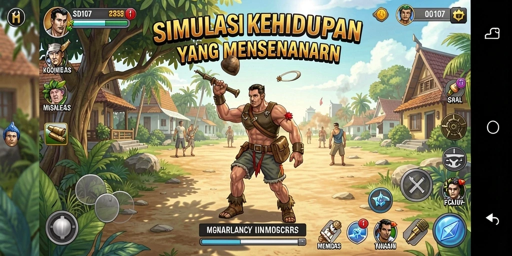 Tangkapan layar gameplay <strong>SD107</strong> menunjukkan karakter menjalani kehidupan sehari-hari.
