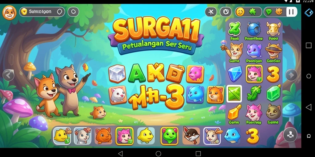 Tampilan gameplay seru di SURGA11 saat mencocokkan permata.