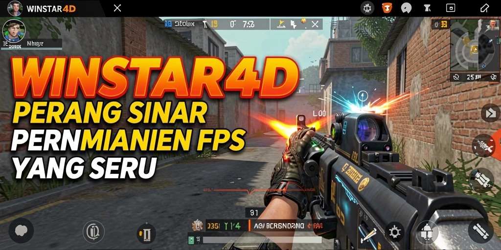 Tangkapan layar menampilkan aksi intens dalam gameplay FPS WINSTAR4D.